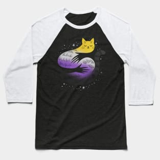 Nonbinary Cat Hug LGBT Pride Flag Baseball T-Shirt